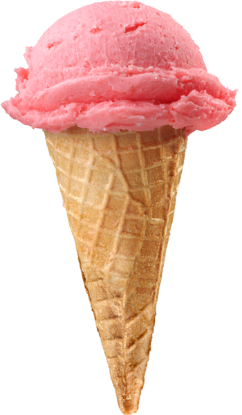 Helado de fresa en cono